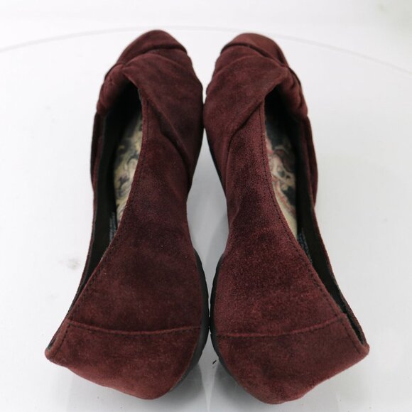 Born Womens Adele Ballet Flat Size 7.5 Burgundy Suede Knot Bow Slip On Shoe - Picture 8 of 12
